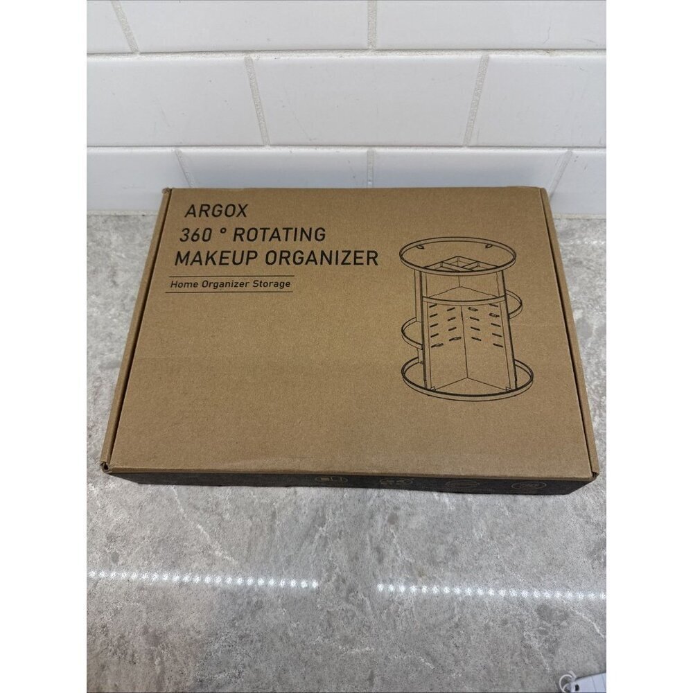 Argox 360 Rotating Makeup Organizer 18.5” x 9” Clear acrylic. Brand new. - Picture 2 of 5